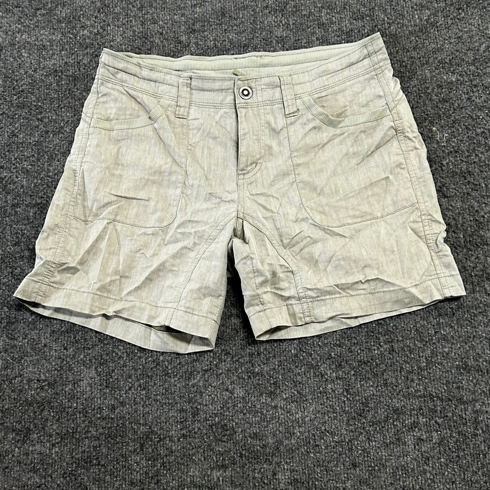 Kuhl Shorts Womens Size 6 Tan Herringbone Casual Hiking Outdoor Utility Pocket